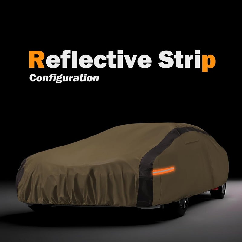 FSGRICH Prius Car Cover Waterproof All Weather Compatible with Toyota Prius 2004-2024, Outdoor Heavy Duty Anti-UV Car Covers Rain Sun Snow Protection with Zipper and Windproof Buckle - Image 5